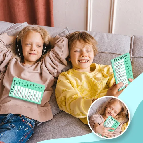Miniatura 5 de Tabla de tareas de 4 piezas para niños, varios niños, tabla de rutina deslizante: lista de tareas reutilizables, lista de verificación de RV, tabla