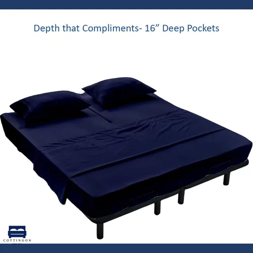 Miniatura 5 de Juego de sábanas de 4 piezas de Cottingon con cabeza flexible tamaño King, sábans superiores de 34 pulgadas divididas para camas ajustables Sleep