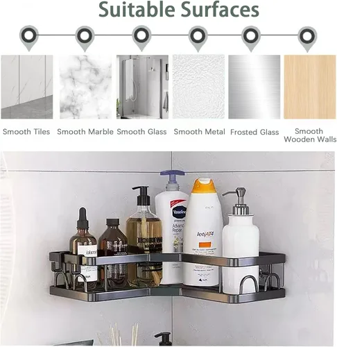 Miniatura 6 de Organizador de ducha esquinero a prueba de óxido, 3 unidades, accesorios de almacenamiento de baño de acero inoxidable, organizador de ducha