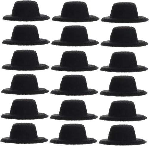 Toyvian 20 sombreros de muñeca en miniatura, mini sombreros formales de fieltro negro, sombrero occidental para manualidades, adornos de Navidad