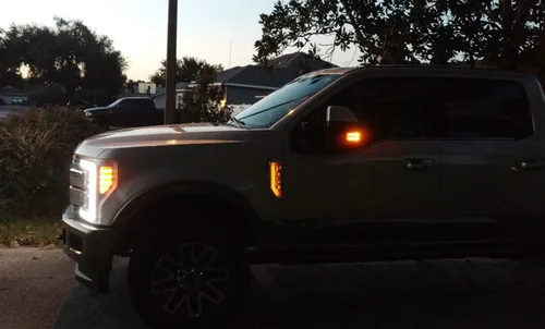 Miniatura 7 de iJDMTOY Kit de iluminación de fondo LED amarillo ámbar compatible con Ford F250 F350 F450 Super Duty 2017-2021 emblema cromado de guardabarros