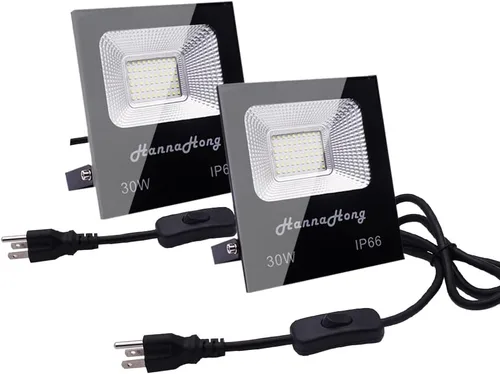 Miniatura 10 de Luz de inundación LED de 10 W con interruptor de encendido/apagado, luz blanca fría, luz de seguridad/trabajo/planta de cultivo al aire libre, IP66