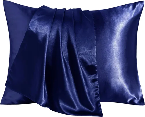 Miniatura 13 de BEDSUM Paquete de 2 fundas de almohada de satén de seda para niños pequeños, fundas de almohada sedosas de lujo con cierre de sobre para bebés, Rosa