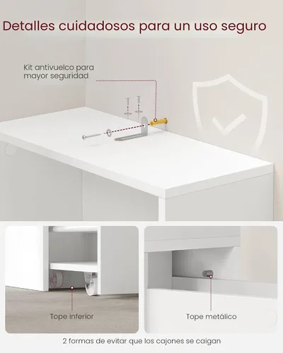 Miniatura 6 de VASAGLE Armario de almacenamiento delgado, gabinete independiente estrecho con cajones y estante ajustable, torre de lino moderna para sala