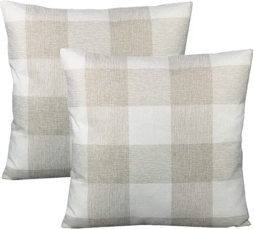 VAKADO Juego de 2 fundas de cojín decorativo de 16x16 pulgadas, diseño de cuadros de búfalo, fundas de cojín cuadradas, decoración del hogar, para