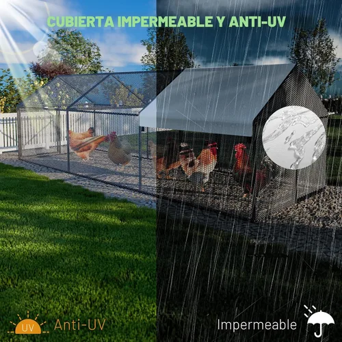 Miniatura 5 de NUGRIART Gallinero de Metal con Cubierta Impermeable, 79"x40"x40" Jaula Portátil para Aves de Corral, Gallinero Exterior para Patio Trasero Granja