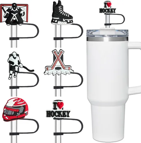 Miniatura 11 de Americh - Accesorios de fútbol con 3 adornos de paja de fútbol 3D y 2 llaveros de rugby, tapas de paja de silicona reutilizables para vaso Stanley