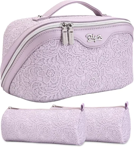 Miniatura 26 de BOYATU Bolsas de maquillaje de viaje Bolsa organizadora de cosméticos: Juego de 3 bolsas de maquillaje de gran capacidad, bolsas de aseo de piel