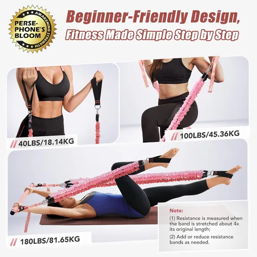 Miniatura 3 de Upgraded Pilates Bar Kit with Resistance Bands Natural Latex for Women & Men, Heavy-Duty Stainless Steel Multifunctional Yoga Pilates Stick for Home