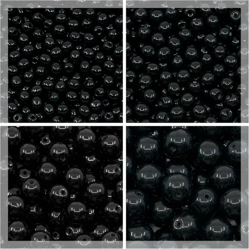 Juego de 275 cuentas de cristal redondas checas, color negro azabache, 0.118 in (100 unidades), 0.157 in (100 unidades), 0.236 in (50 unidades),