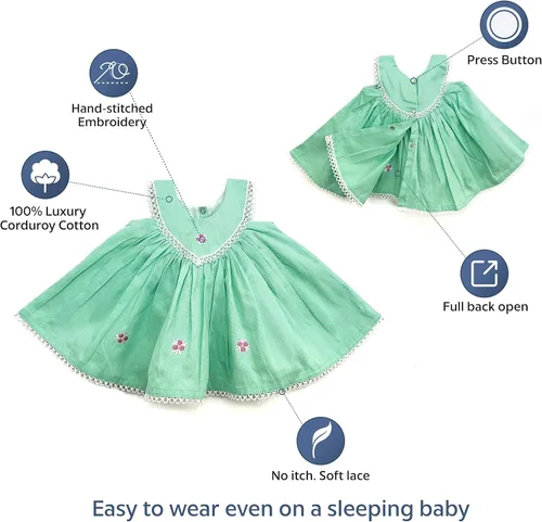 Miniatura 7 de Vestido de pana orgánico hecho a mano para bebé de 0 a 9 meses