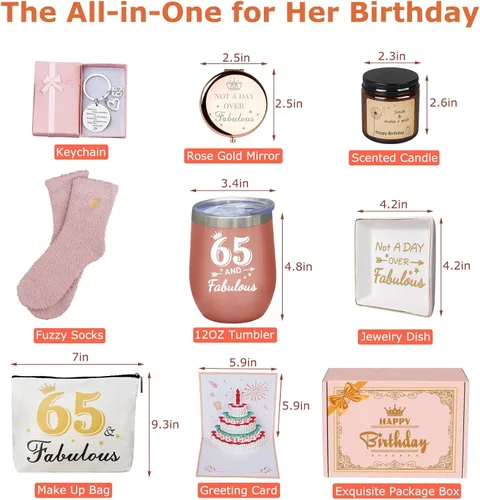Miniatura 6 de Regalos de cumpleaños 65 para mujeres, regalos de feliz cumpleaños 65 para su mejor amiga, mamá, hermana, esposa que cumple 65 años, regalo