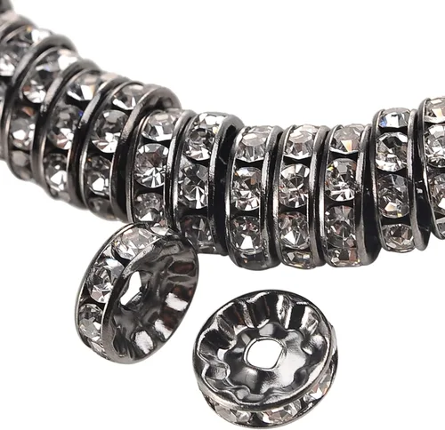 Miniatura 8 de Weebee 100 cuentas espaciadoras Rondelle, cuentas de cristal chapadas en plata, con diamantes de imitación checos, cuentas sueltas para hacer joyas