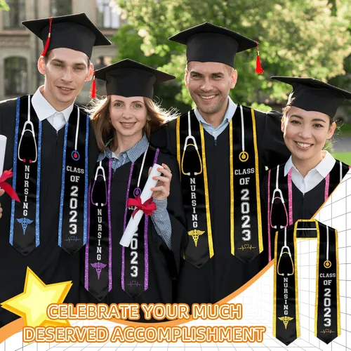 Miniatura 2 de Batorkpl Estola de graduación para enfermeras, fajín de graduado de enfermería, ideal para regalo de graduación de clase de 2023