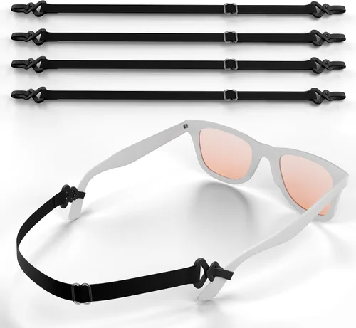 X-Protector Correa para gafas de sol – 4 piezas, color negro, correa para gafas de sol con soporte universal para gafas – Correas ajustables para