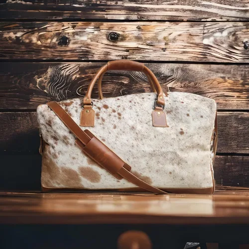 Miniatura 7 de Ranch Junkie Highlands Large Genuine Cowhide Weekender Cowhide Duffel