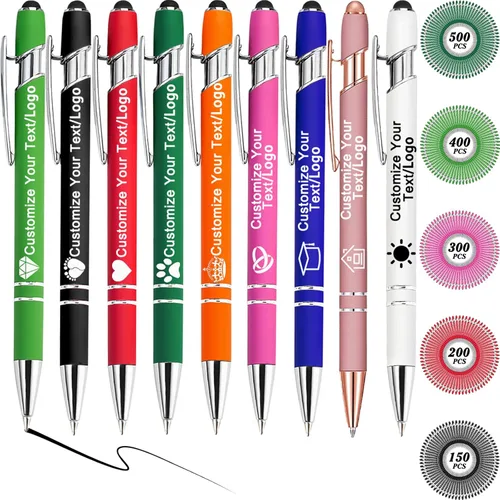 Miniatura 68 de Bolígrafos personalizados con nombre y logotipo, hasta 500 bolígrafos personalizados a granel con grabado gratis regalo para cumpleaños, graduación