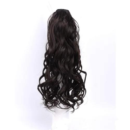 Miniatura 4 de Extensión de cola de caballo de pelo humano 3.53 oz Clip en cuerpo ondulado Ponytail postizo Envoltura alrededor de una pieza Wiglet por Remeehi 16