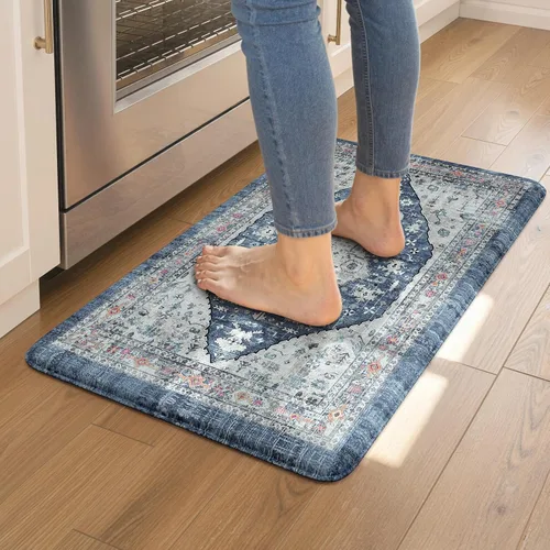 Miniatura 15 de Collive Alfombras y Tapetes Boho para Cocina 2 PIEZAS Alfombra Antifatiga Acolchada, Juego de 2 Alfombras de Cocina Impermeables Antideslizantes