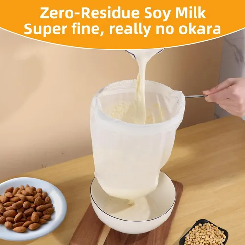 Miniatura 3 de 5 bolsas de colador de malla ultra fina de alta calidad con mango de acero inoxidable, bolsas reutilizables para leche de nuez, paños de queso