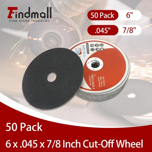 Miniatura 2 de Paquete de 50 discos de corte de metal y acero inoxidable de 6 x 0.045 x 7/8 pulgadas para amoladoras angulares