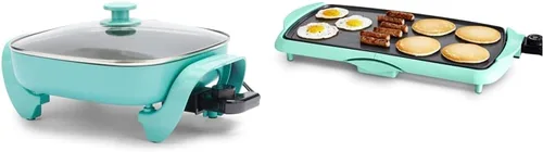 GreenLife Sartén eléctrica antiadherente de cerámica saludable, 12 pulgadas, 5 cuartos de galón, turquesa y cerámica saludable, antiadherente extra