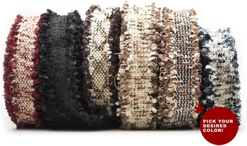 Miniatura 7 de CRAFTMEMORE Cinta de encaje de tweed de lujo, adornos de tela bordados, apliques bordados, manualidades de costura para disfraces