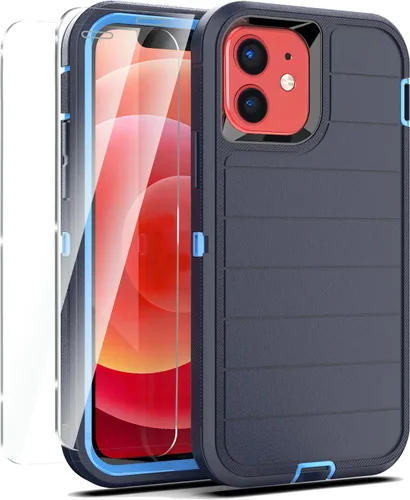 Miniatura 36 de YmhxcY Funda para iPhone 12/iPhone 12 Pro [2 Protectores de Pantalla de Vidrio Templado] Cubierta Duradera de 3 Capas A Prueba de Caídas/Funda