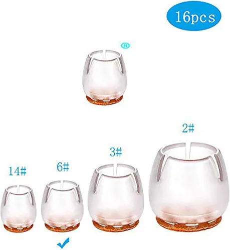 Miniatura 2 de Tapas para patas de silla, redondas de silicona transparente para patas de muebles de mesa, protectores de piso de madera, almohadillas de fieltro