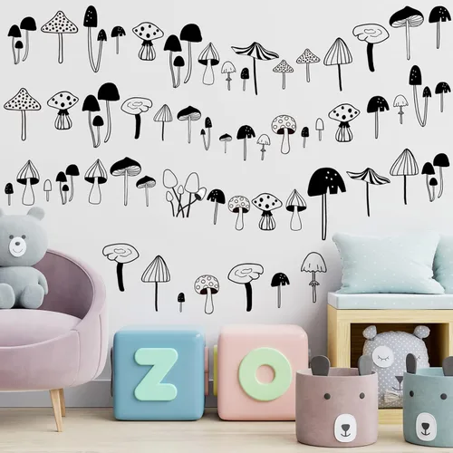 Miniatura 5 de Glenmal 72 calcomanías de pared de hongos de acuarela gigantes, calcomanías de hongos del bosque, despegar y pegar, calcomanías de vinilo extraíbles