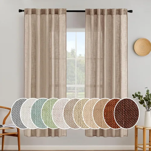 Miniatura 130 de MIULEE Cortinas de lino blanco de 108 pulgadas de largo para dormitorio, sala de estar, cortinas de ventana con textura de lino suave y grueso, Lino