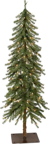 Puleo International Árbol de Navidad artificial alpino preiluminado de 6 pies con 200 luces, color verde