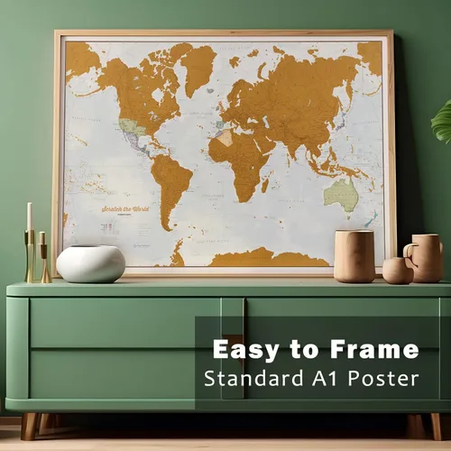 Miniatura 4 de Scratch The World ® Mapa de viaje - Póster de mapa del mundo enmarcable para rascar - Extra grande 23 x 33 pulgadas - Maps International - 50 años