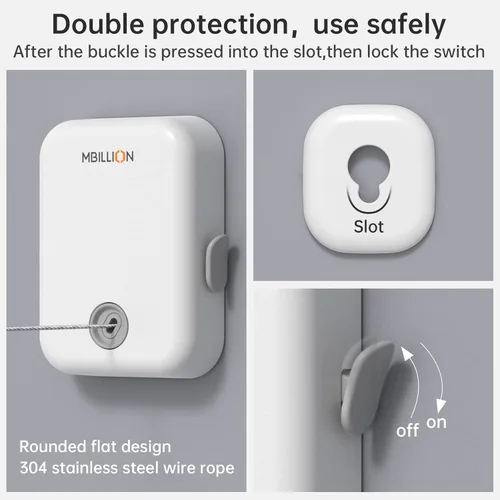 Miniatura 6 de Mbillion Tendedero retráctil para interiores y exteriores, línea de ropa resistente para secar la ropa, línea de ropa colgante retráctil