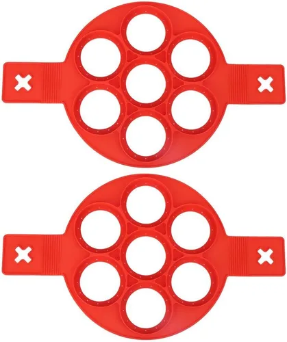 Miniatura 7 de Molde para freír huevos, 2 anillos de silicona antiadherentes para hacer panqueques, molde de tortilla para cocinar con asas para huevos