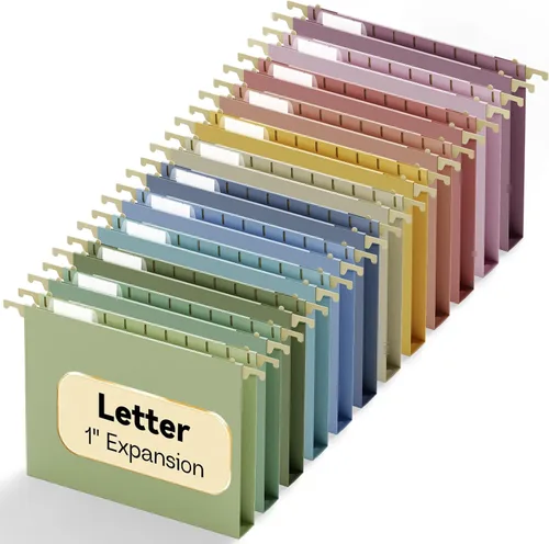 Miniatura 8 de Carpeta colgante de plástico con capacidad adicional, tamaño carta, carpeta de archivos expandible de 2 pulgadas con pestañas, carpetas reforzadas
