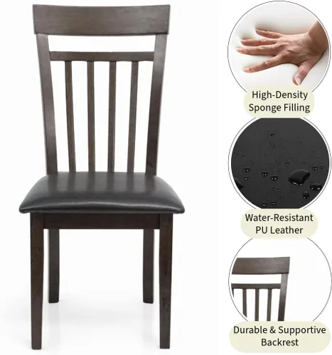 Miniatura 4 de Juego de cocina de comedor de 3 piezas, mesa cuadrada y 2 sillas cálidas en acabado negro espresso
