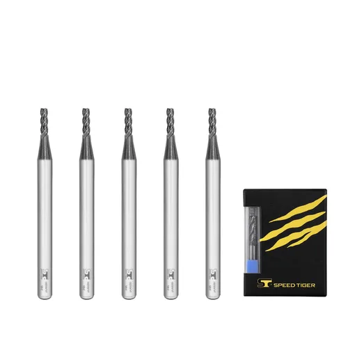 Miniatura 8 de SPEED TIGER Fresa de extremo cuadrado de carburo micrograno - 4 ranuras - ISE7/64 4T (5 piezas, 7/64") - para fresado de aleaciones de acero, acero