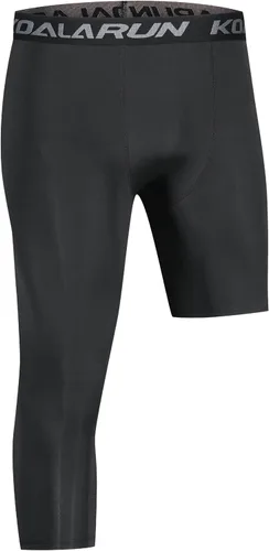 Miniatura 7 de Mallas de compresión de una pierna para baloncesto para hombre, 3/4, capri deportivos, pantalones de entrenamiento atlético, capas base