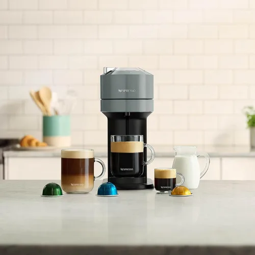 Miniatura 9 de Nespresso Vertuo Next Cafetera de café y espresso de Breville, con espumador de leche Aeroccino, gris claro