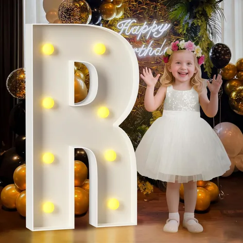 Miniatura 25 de Mixifox Letras V de marquesina de 3 pies, letras grandes iluminadas de 3 pies de alto con luces, letra grande para boda, compromiso, graduación