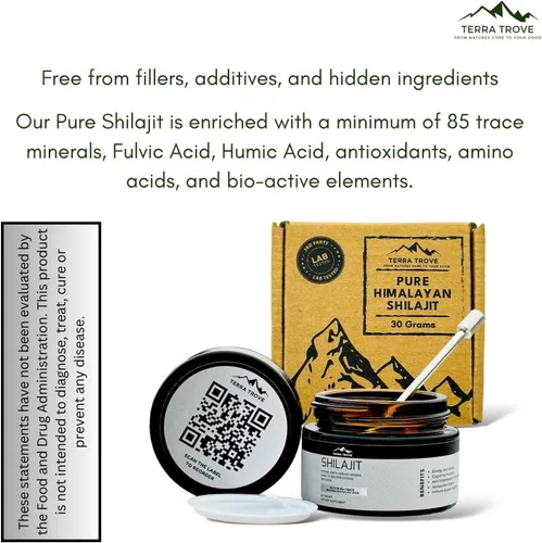Miniatura 4 de Resina Shilajit pura del Himalaya 100% natural y probada en laboratorio con ácido fúlvico y oligominerales 75 porciones para energía