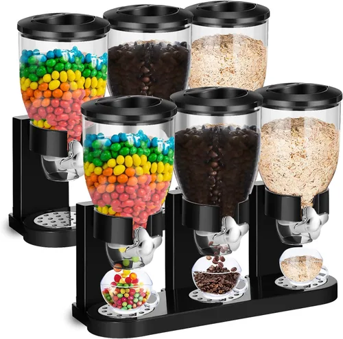 Umigy Paquete de 2 Dispensadores Triples Indispensables de Alimentos Secos, Capacidad de 67 oz Cada Uno, Contenedor de Cereales para Almacenamiento,