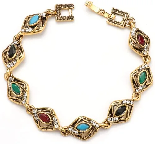 YAZILIND Pulsera de piedras preciosas de color vintage, estilo bohemio, turquesa, joyería retro, regalo de cumpleaños para mujer