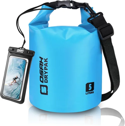 Miniatura 47 de Bolsa seca impermeable, 5L/10L/20L/30L/40L Mochila de almacenamiento ligera con funda para teléfono para mujeres y hombres, saco impermeable Gris
