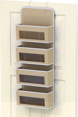 Miniatura 7 de Simple Houseware - Organizador colgante con 4 bolsillos con ventana transparente para puerta de armario, baño, despensa, color beige