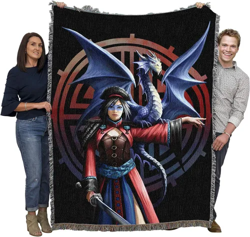Miniatura 12 de Pure Country Weavers Anne Stokes - Manta de belleza de dragón de la colección Age of Dragons – Manta de fantasía para regalo tejida de algodón