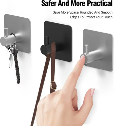 Miniatura 4 de Ganchos adhesivos para colgar toallas, ganchos adhesivos sin taladro, ganchos para toallas para baño, cocina, pared de ducha, ganchos impermeables