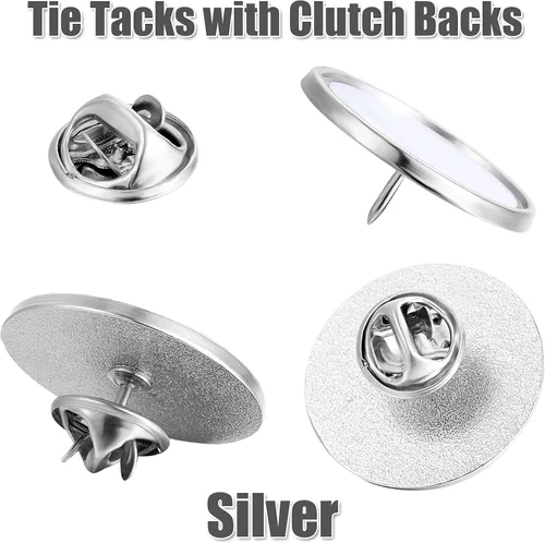 Miniatura 4 de Hicarer 30 pines de sublimación en blanco para botón, insignias de botón para bricolaje, sublimación, base en blanco plateada, para manualidades