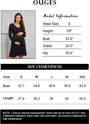 Miniatura 4 de OUGES Vestidos de maternidad con cuello en V para mujer, vestido de lactancia materna, baby shower